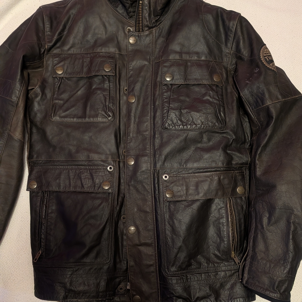 Triumph Dark Brown Leather Motorcycle Jacket